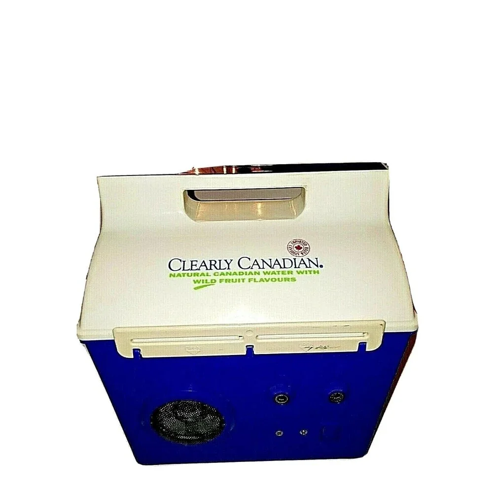 Clearly Canadian Lunch Box Radio Vintage Collectible Rare Blue White Am/Fm